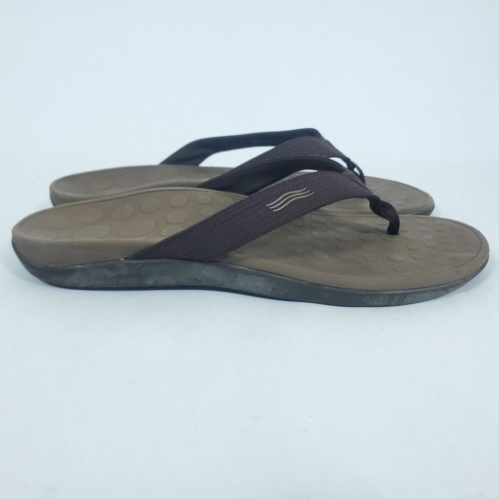 Vionic Wave Flip‑Flops Men’s Size 14 Brown Orthotic Sandals Comfort Arch Support